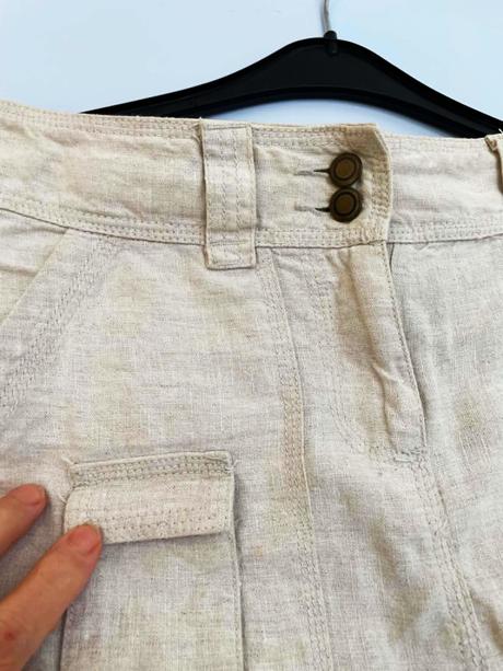 Ľanová naturálna sukňa, h&m,m