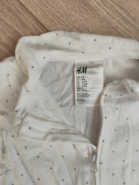 Biele pyzamko - overal na spanie, h&m,74