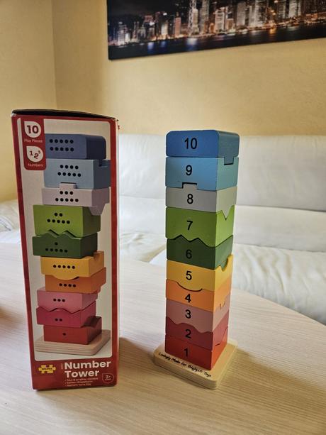 Motorická veža s číslami, montessori skladačka,