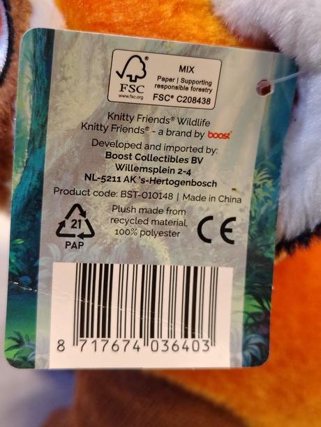 Panda červená visačka knitty friend wildlife boost, 