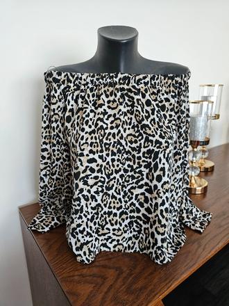 Leopardí top s odhalenými ramenami, atmosphere,xl