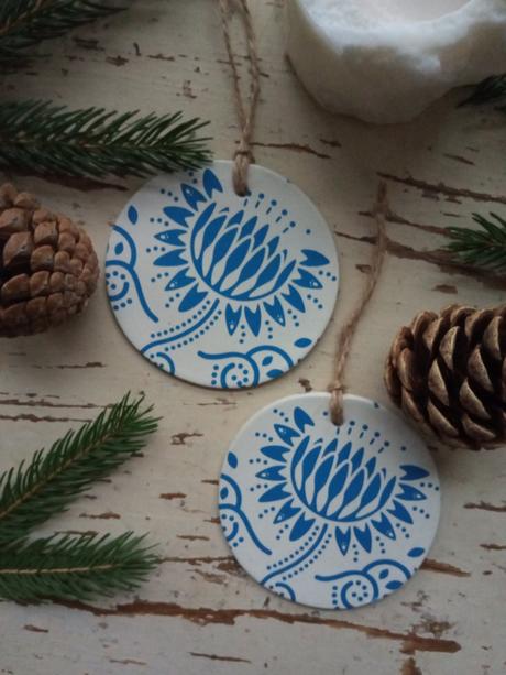 Vianočná dekorácia modrotlač kvietok, 