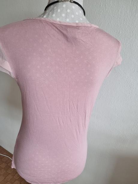 Bledoružový top h&m s tylovými rukávmi m, h&m,m