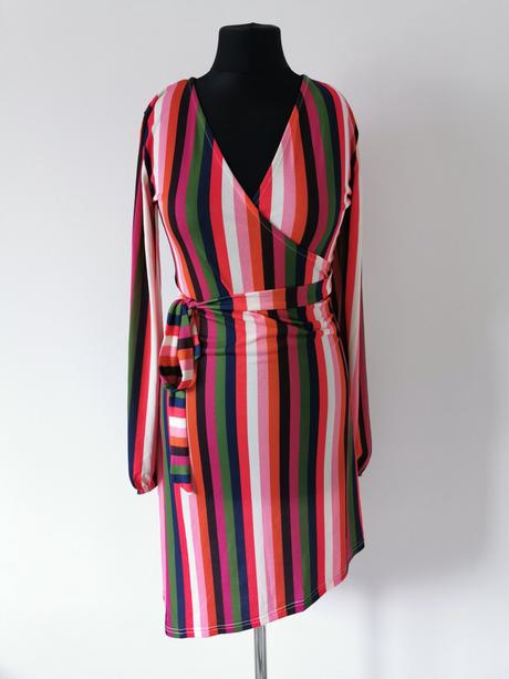 Farebné pásikavé šaty na viazanie bonprix, bonprix,s