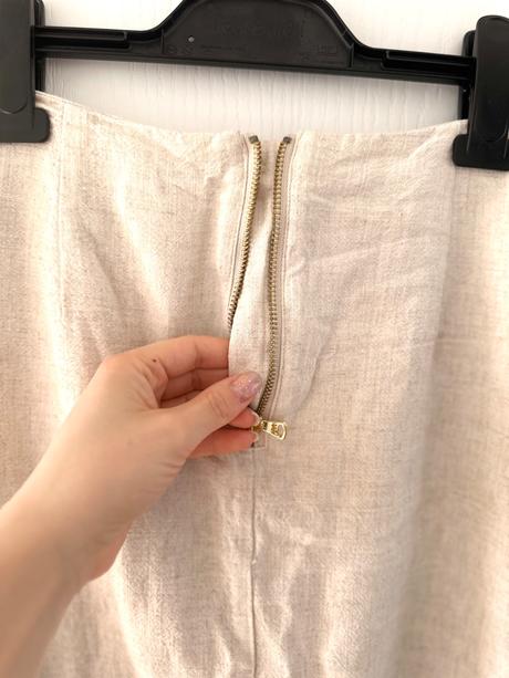 Béžová ľanová midi sukňa, m