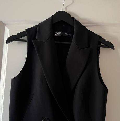 Čierne vestové minišaty/dlhšia vesta, zara, xs/34, zara,xs