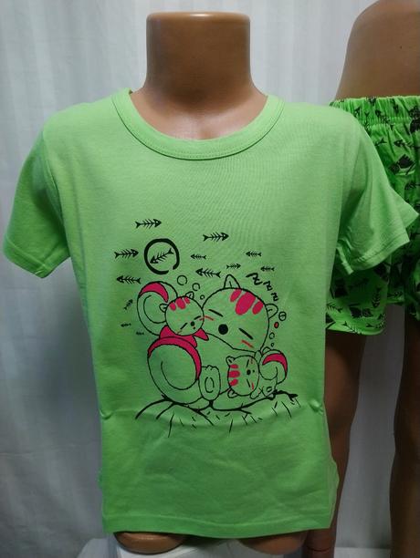 Dievčenské zelené pyžamo mačičky, v & k, 110-116, 116