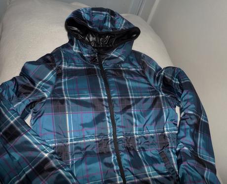 Obojstranná bunda káro modrá/ čierna, h&m,36