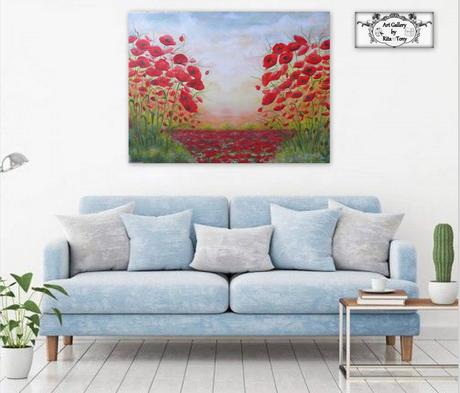 Maľba "červené maky",