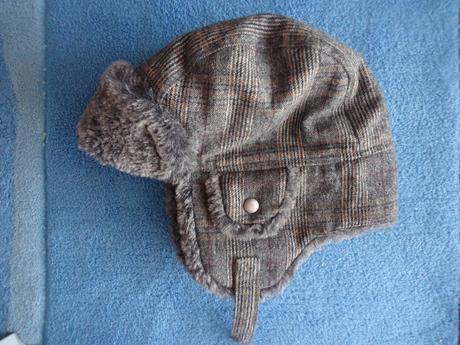 Károvaná kožušinová teplá čiapka ušianka vel.5-6 r, next,110