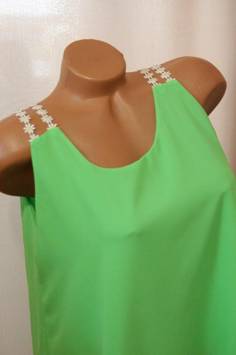 Neónovo zelený top, m, m