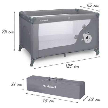 Šedá cestovná postieľka blissy basic gray, šírka (cm): 65,dĺžka (cm): 120
