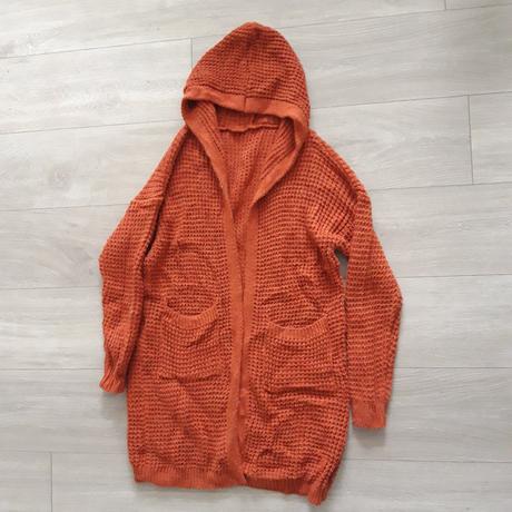 Škoricovo-oranžový kardigan s kapucňou, m
