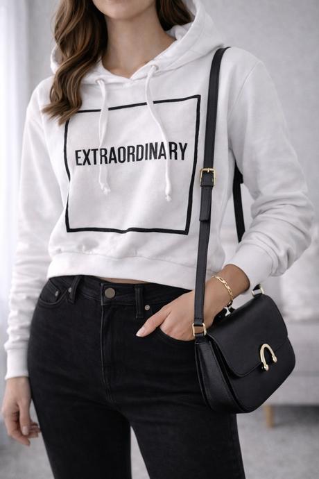 Biela crop mikina, gate,m