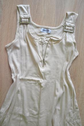 Béžové pružné šaty so sponami m/l, m