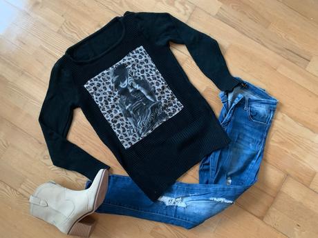 Čierny sveter / pulover, s