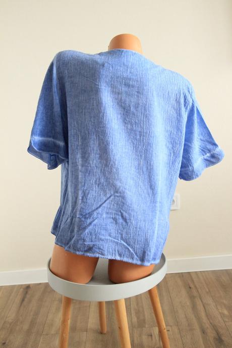 Modrá bavlnená blúzka s čipkou, xl, xl