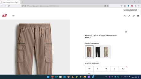 Keprové cargo nohavice hm (kapsáče) tmavobéžové, h&m,l