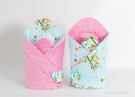 Obojstranná zavinovačka minky ružová/mätové sovičk,