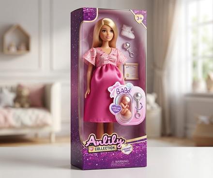 Tehotná bábika v ružových šatách 30cm, 