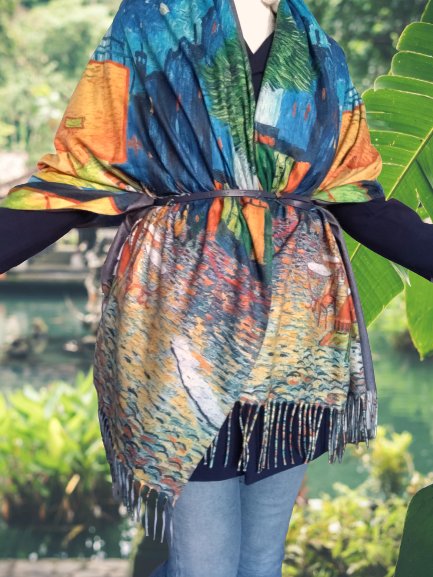 Luxusný kašmírový vincent van gogh - café terrace,