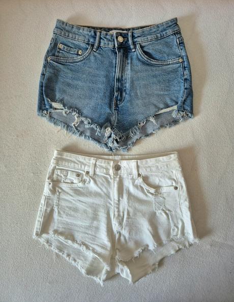 2x riflové šortky, zara,m