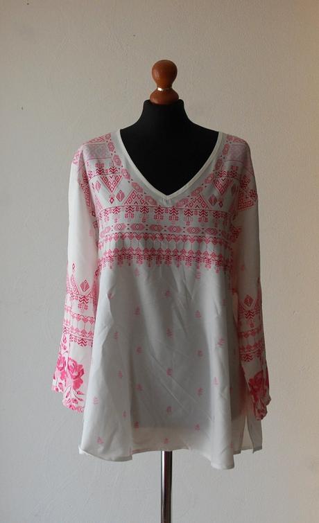 Biela boho blúzka s ľudovou výšivkou, 4xl
