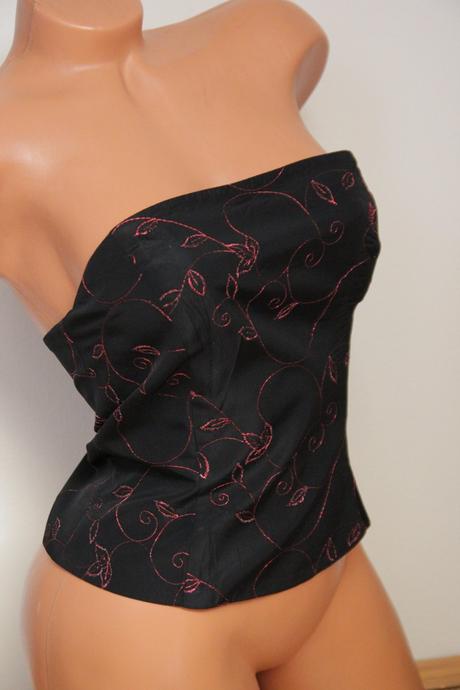 Čierno červený elegantý korzet c&a xs, c&a,xs