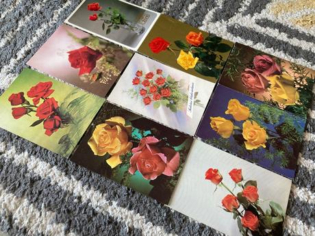 Retro ružičkové pohľadnice 80-90te roky 6ks, 