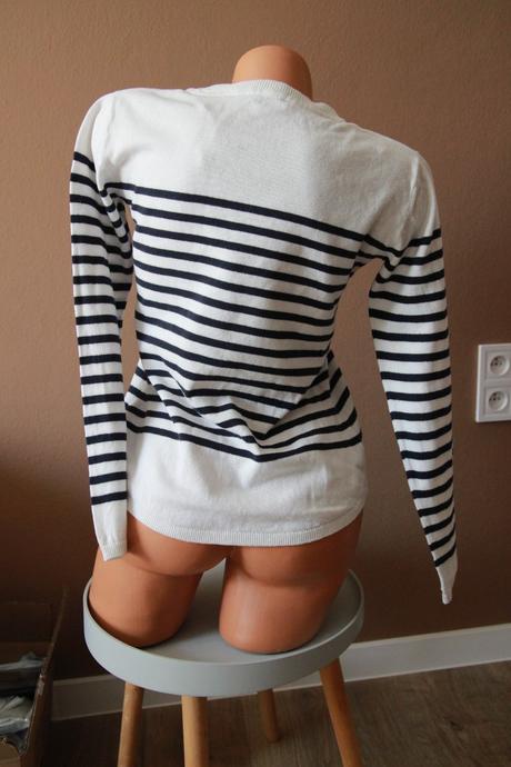 Bielo modrý bavlnený sveter h&m, xs, h&m,xs