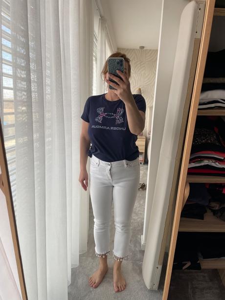 Biele elasticke nohavice, takko,40