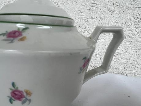 Starozitna velka kvetovana cukornicka zelena linka,