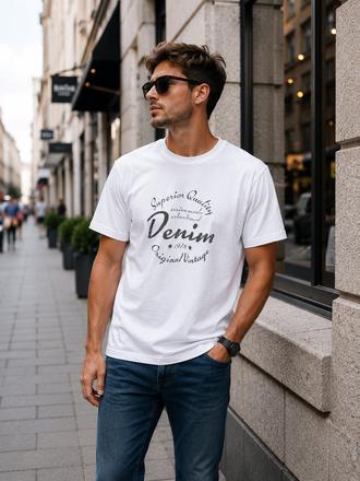 Pánske biele tričko s vintage potlačou, l / m / s / xs