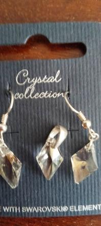 Náušnice s príveskom, nové, nepoužívané, swarovski