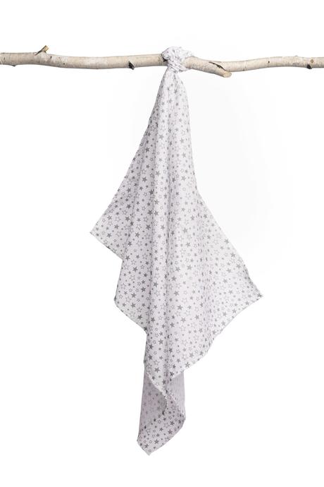 Sensillo mušelínová plienka šedé hviezdičky 70x80, 