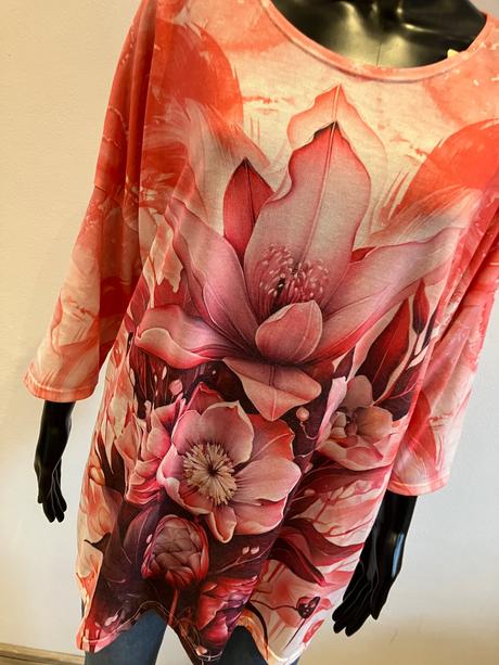 Dámske svetrové tričko kvetované oversize (uni), l / m / s / xl