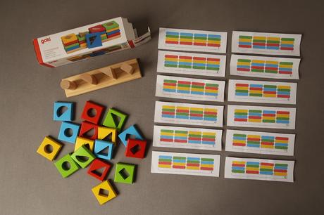 Goki drevená skladačka - triedenie farieb a tvarov,