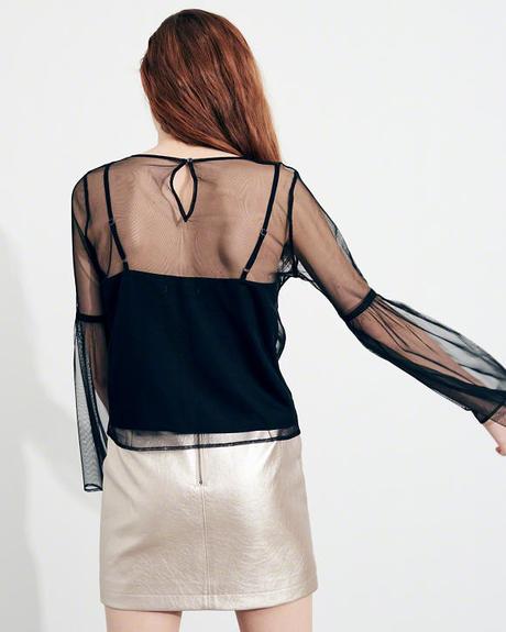 Čierny mesh top hollister v. m, hollister,m