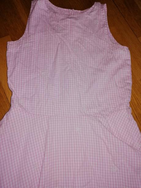 Kockované šaty s vyšitými kvetmi, 140