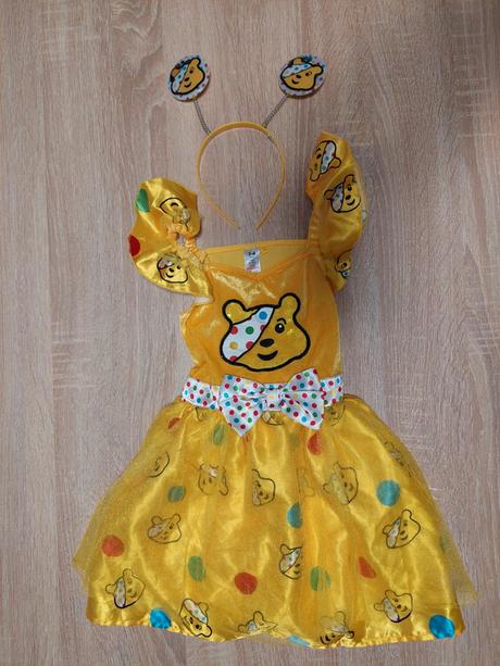 Macko pudsey karnevalové šaty + čelenka 98/104,