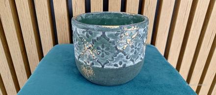 Kvetináč cementový - tmavo olivovo zlatá- 150 x 12, 