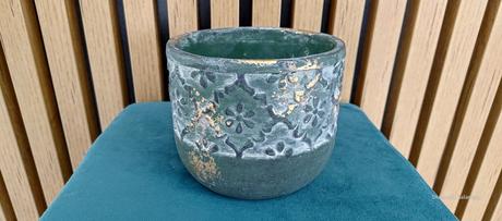 Kvetináč cementový - tmavo olivovo zlatá- 150 x 12, 