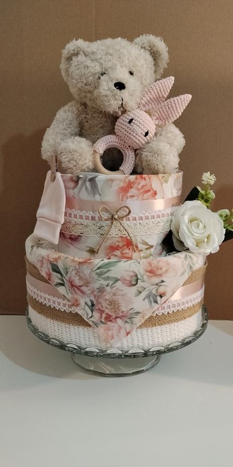 Plienková torta kvetinové objatie - pre dievčatko,