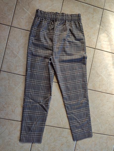 Dámske sivé kárované rovné nohavice f&f, f&f,38