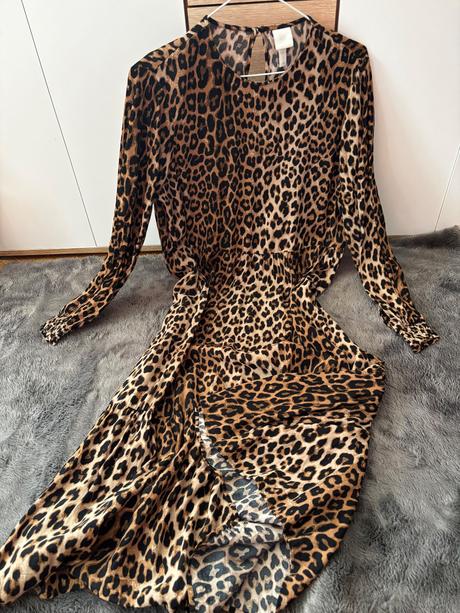 Tigrované maxi šaty, h&m,s