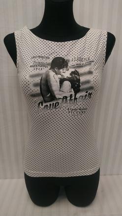 Dámsky čiernobiely elastický top, motív,y.o.u., xs, xs