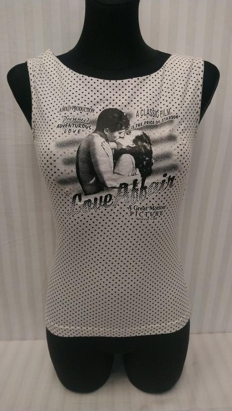 Dámsky čiernobiely elastický top, motív,y.o.u., xs, xs