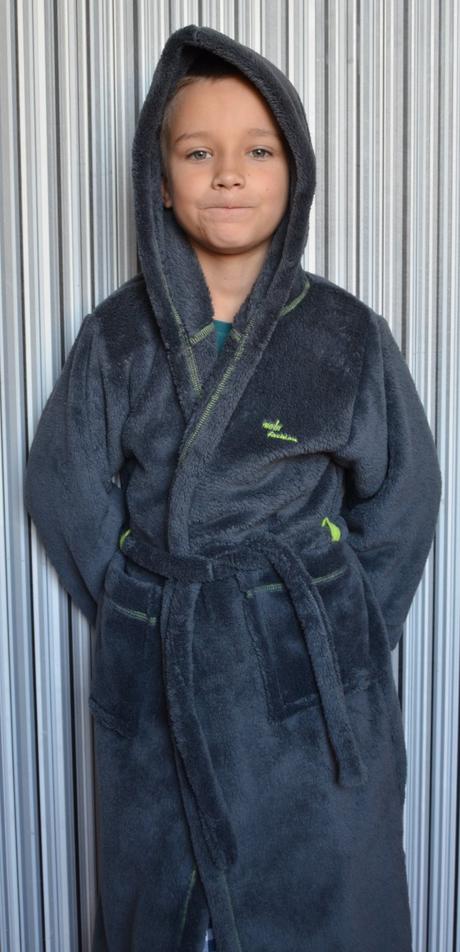 Tmavosivý župan melm s kapucňou, 146 / 152 / 158