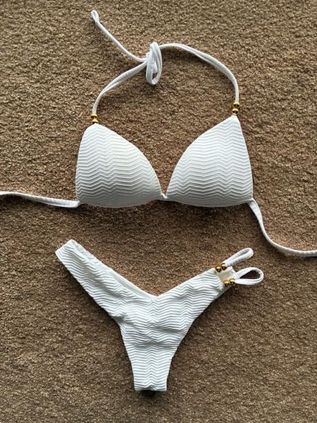 Plavky tanga bikini biele vel.s, calzedonia,s