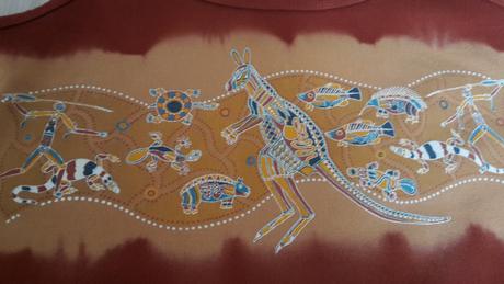 Tricko handmade s aboriginal malbou ramienka m/l, m